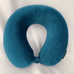 Teal Blue Soft Memory Foam Neck Vacation Travel Pillow The Sharper Image